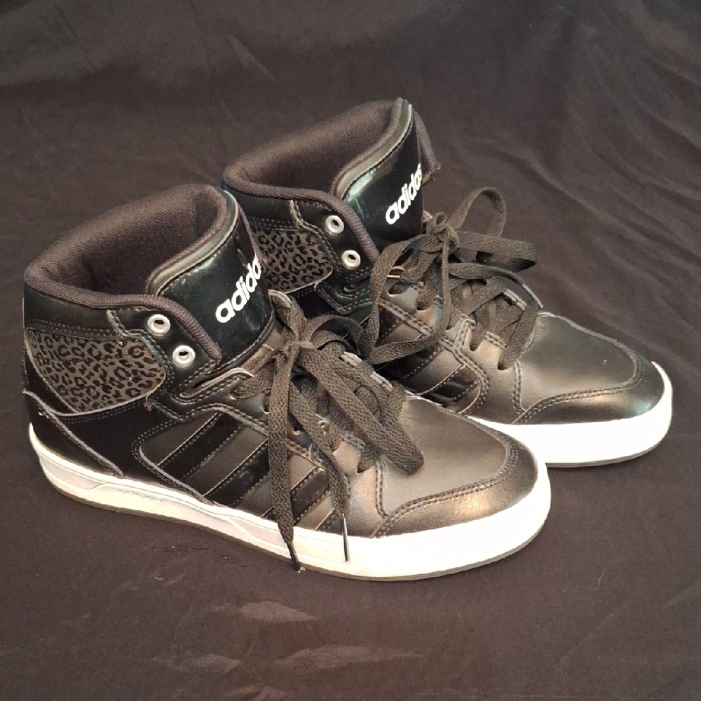 Adidas Women's Black and White Leopard Sneakers